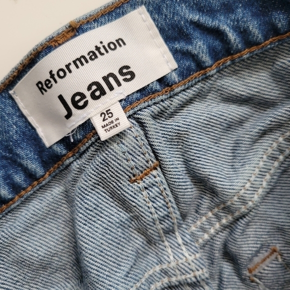 Reformation Jeans Handicraft Embroidered High Rise Straight Jeans Size 25 Juno - Picture 7 of 12
